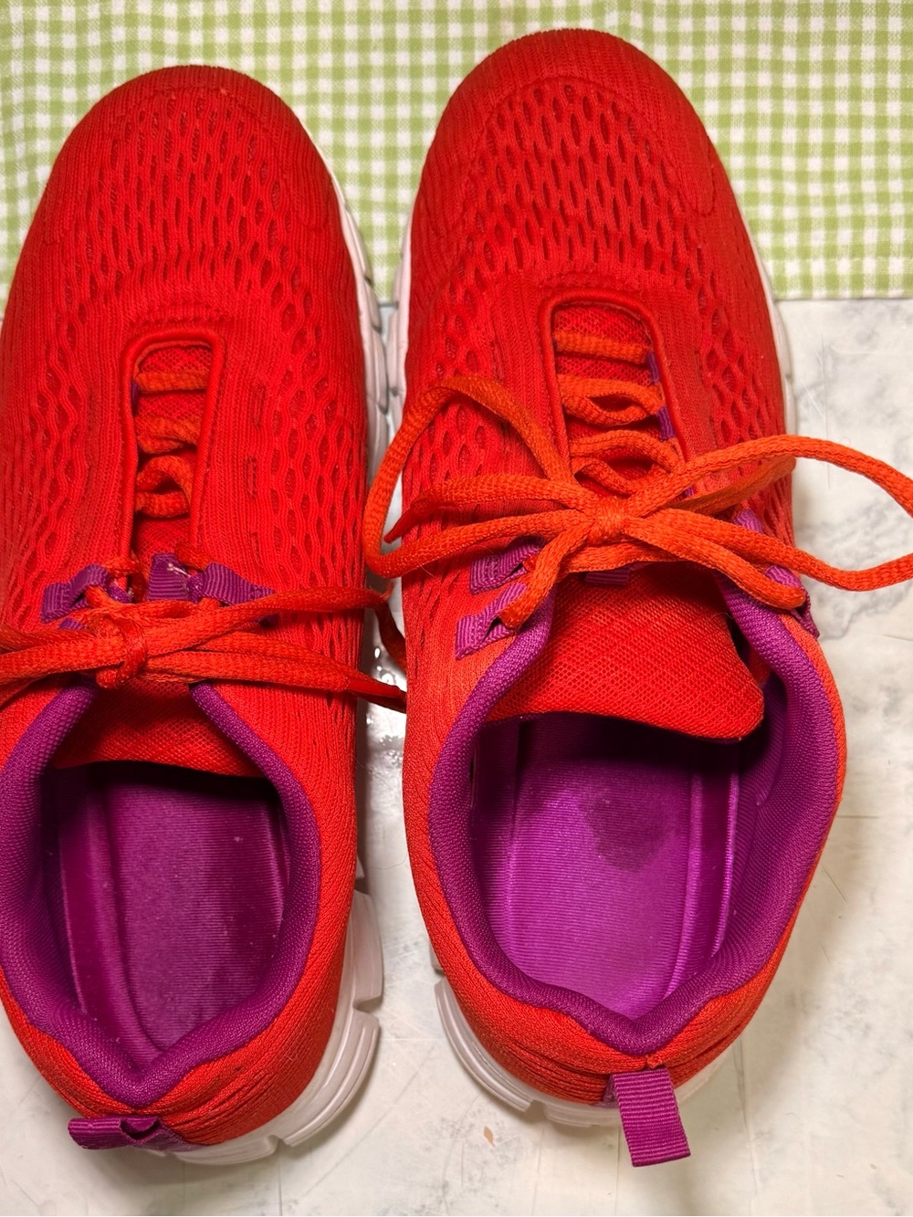 Women’s Red Athletic Sneakers with Purple Lining